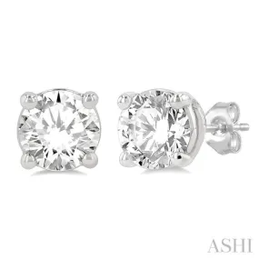 1 1/2 ctw Round Cut Diamond Stud Earring in 14K White Gold