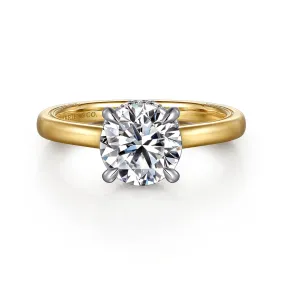 14K Yellow And White Gold 'Sandi' Hidden Halo Round Diamond Engagement Ring