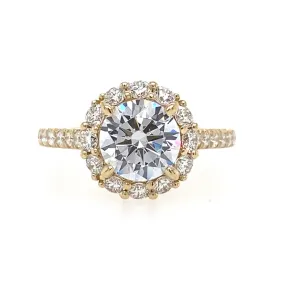 14K Yellow Gold 'Charmaine' Halo Round Diamond Engagement Ring