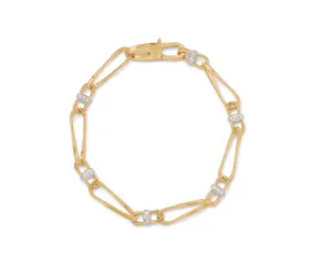 18K YELLOW GOLD TWISTED COIL LINK BRACELET WITH DIAMONDS