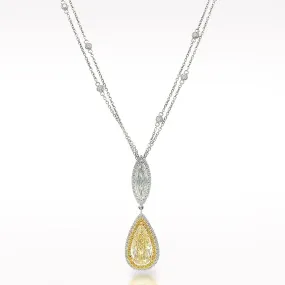 2.28ct Fancy Yellow Diamond White Gold Necklace