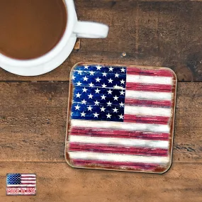 American Flag Wooden Cork Coasters Gift Set of 4 by Nature Wonders - 85099C-S4