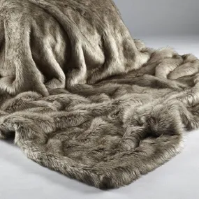 Animal Faux Fur Throw - Siberian Wolf