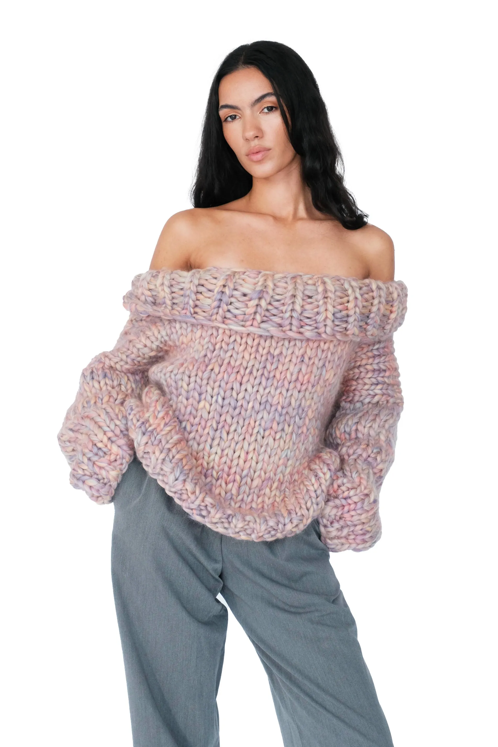 Aurelia Chunky Knit Off The Shoulder Sweater