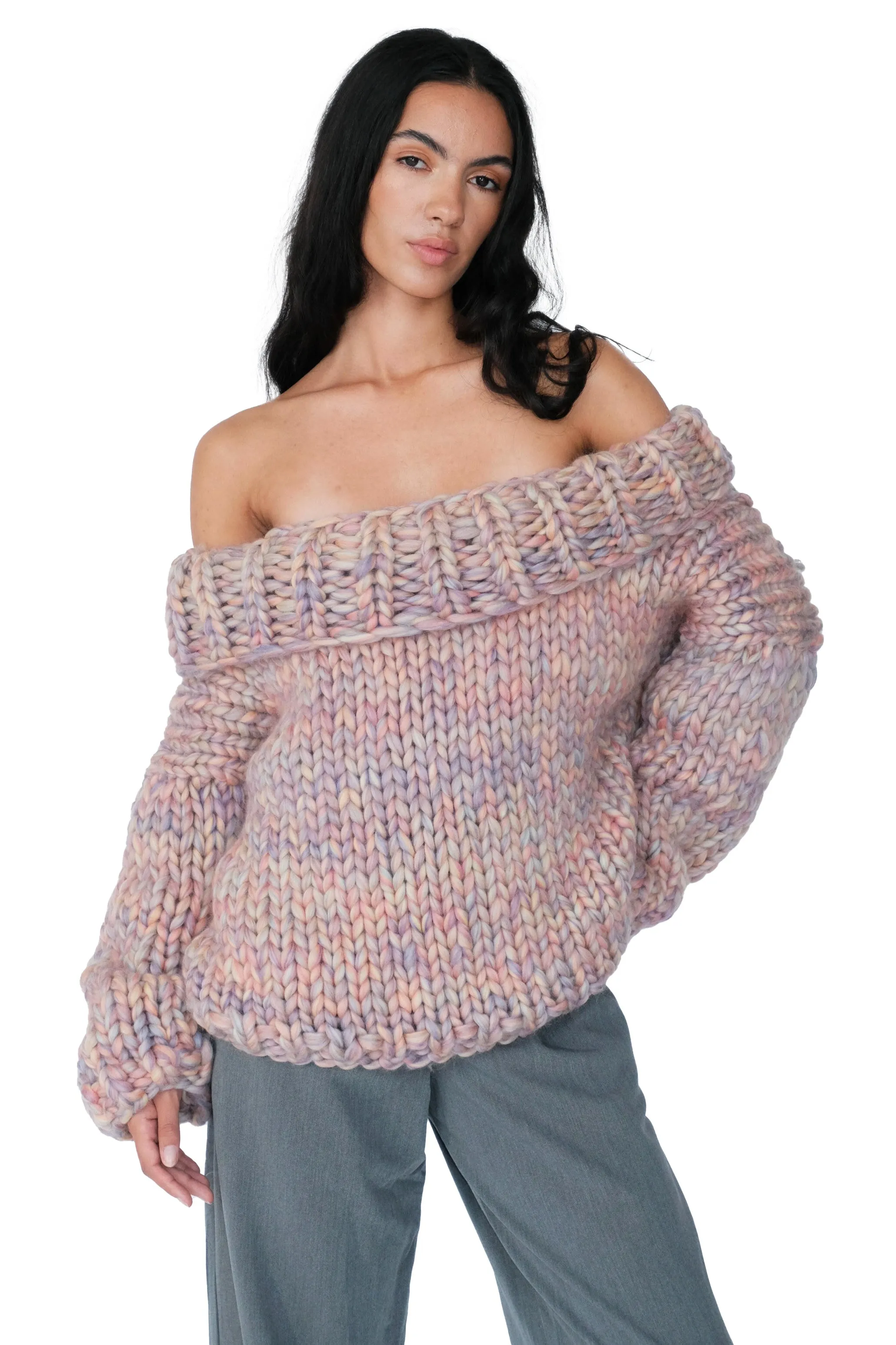 Aurelia Chunky Knit Off The Shoulder Sweater