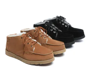 AUSTRALIAN SHEPHERD® UGG Men Sheepskin Wool Lace Up Ankle Casual Boots Ryan