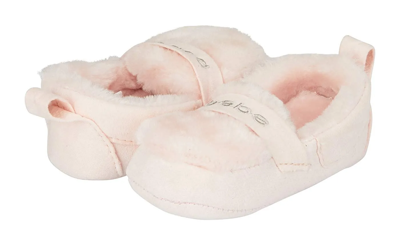 bebe Infant Girls Moccasin Slippers with Faux Fur Lightweight Slip-On Shoes