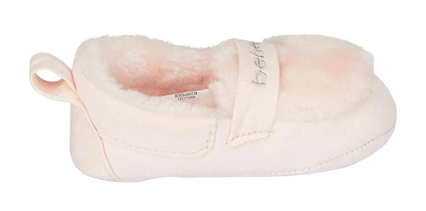 bebe Infant Girls Moccasin Slippers with Faux Fur Lightweight Slip-On Shoes