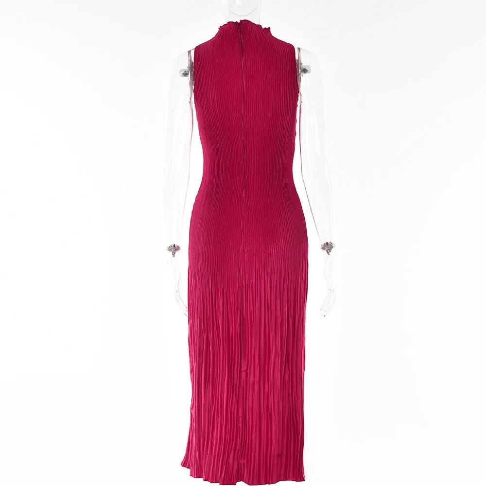 BerriesJam - 2024 Pleated Elegant Sleeveless Slim Party Maxi Dress