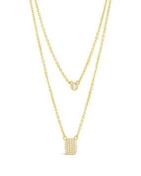 Bezel & CZ Tag Layered Necklace