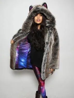 BlackMilk Galaxy Grey Wolf Classic Faux Fur Coat