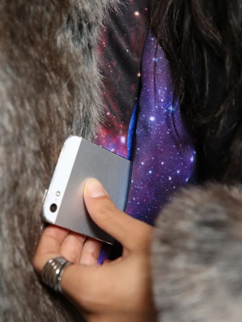 BlackMilk Galaxy Grey Wolf Classic Faux Fur Coat