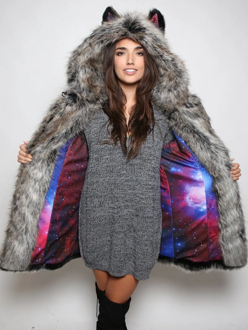 BlackMilk Galaxy Grey Wolf Classic Faux Fur Coat