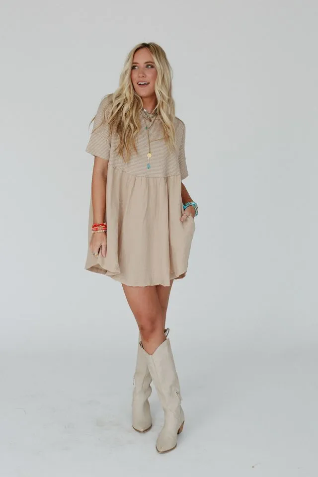 Budding Beauty Tunic Dress - Tan