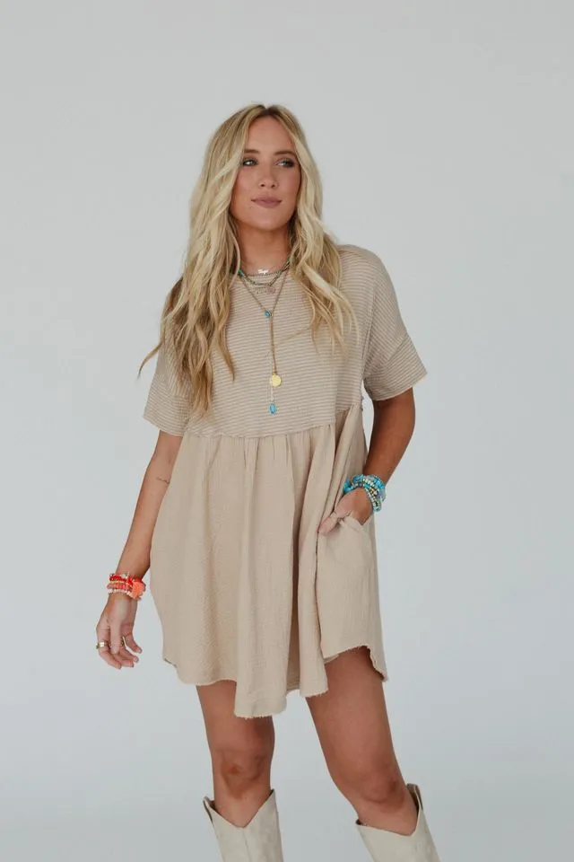 Budding Beauty Tunic Dress - Tan