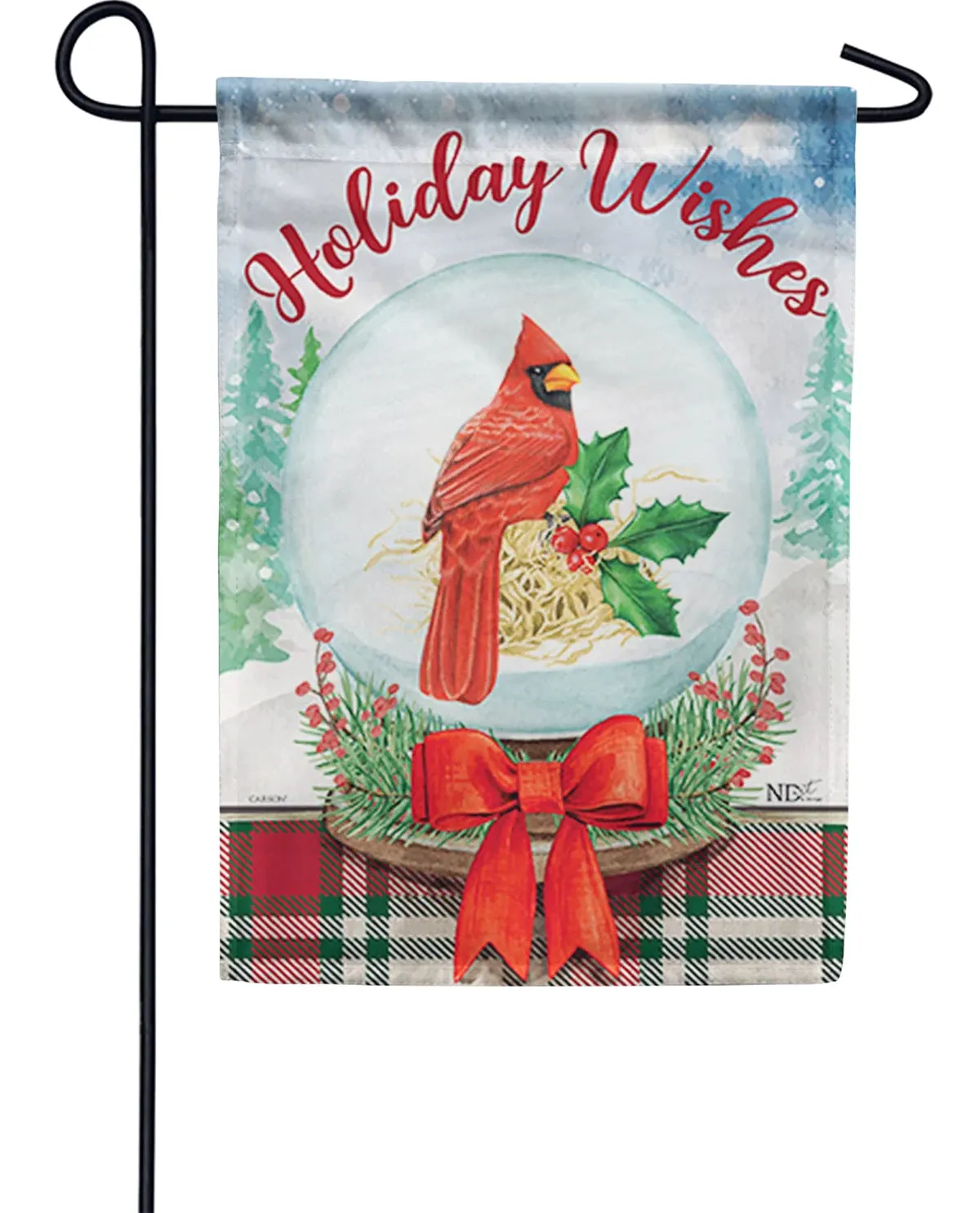 Cardinal Snow Globe Garden Flag