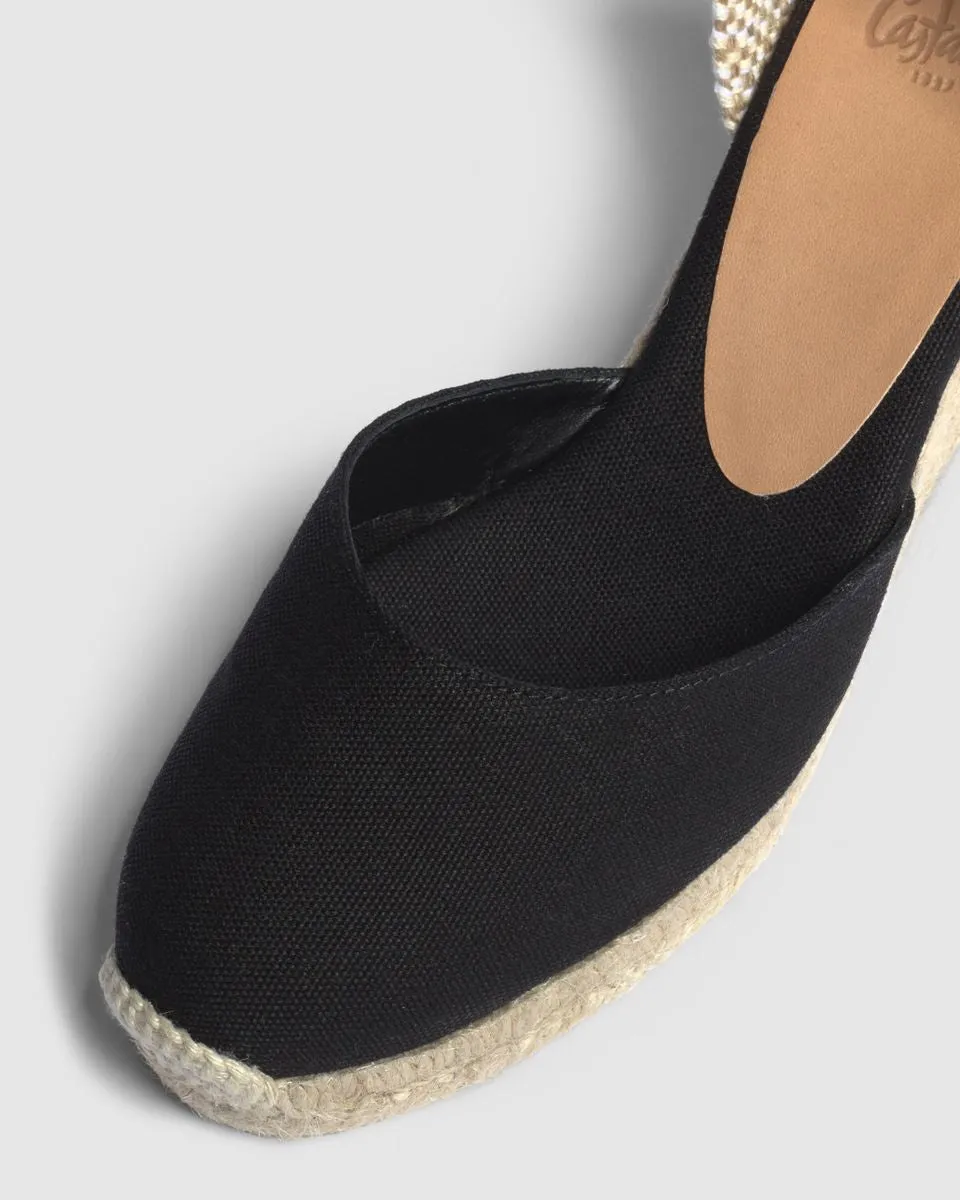 Castaner Carina 6 Black Canvas Wedge Espadrilles