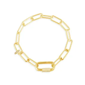 Chain Bracelet With Sliding Ring - Yellow Silver