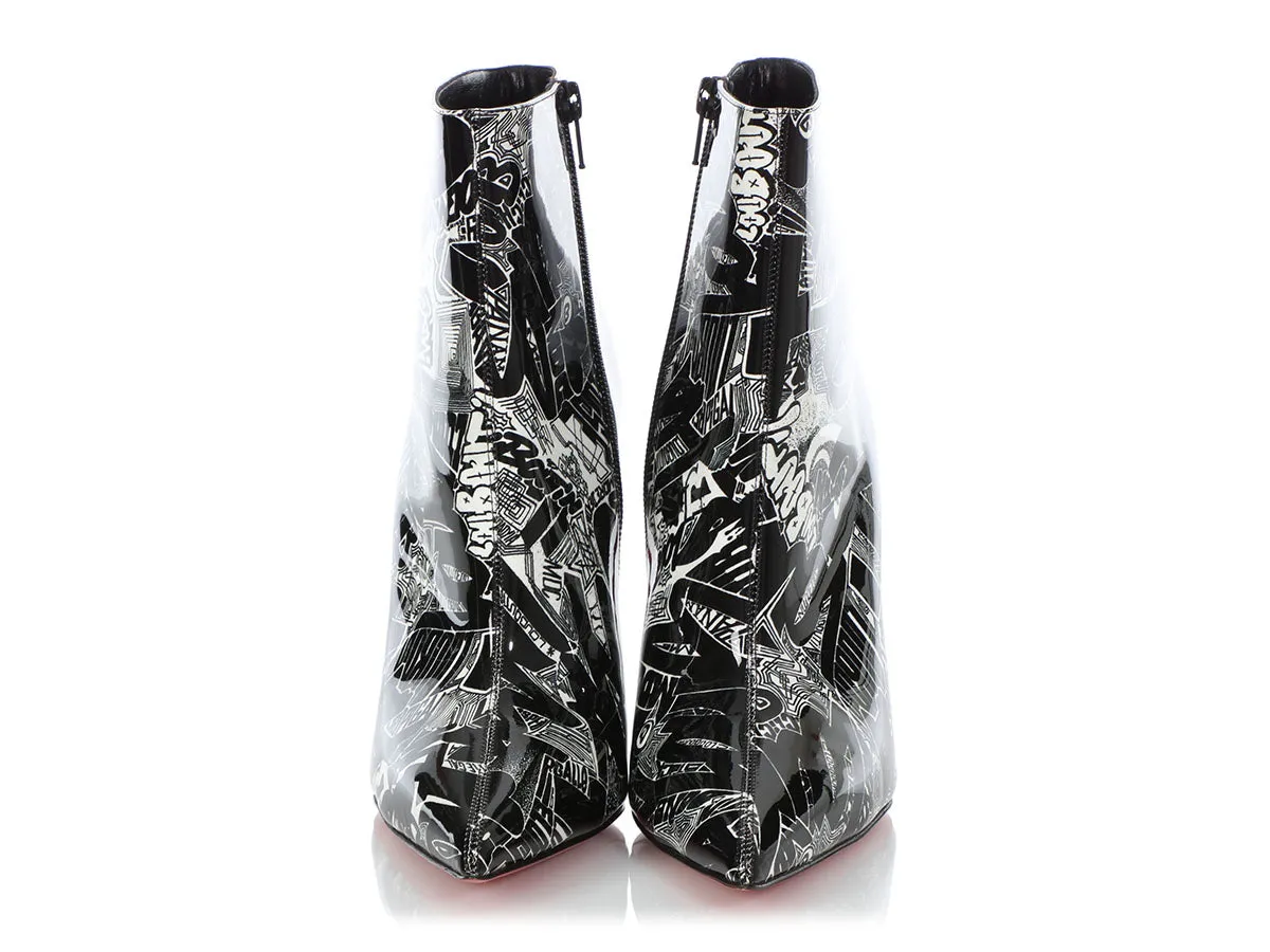 Christian Louboutin Black and White So Kate Graffiti Bootie 100