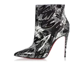 Christian Louboutin Black and White So Kate Graffiti Bootie 100