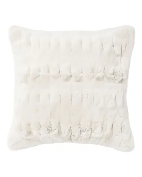 Chunky Ribbed Cushion With Fur Snow Grey