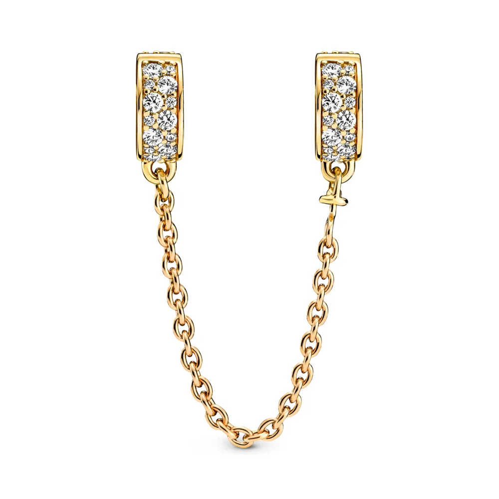 Clear Pavé Safety Chain Clip Charm