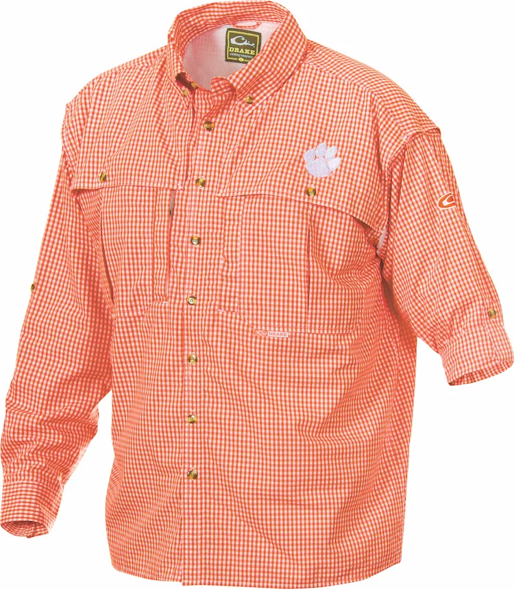 Clemson Plaid Wingshooter's Shirt Long Sleeve