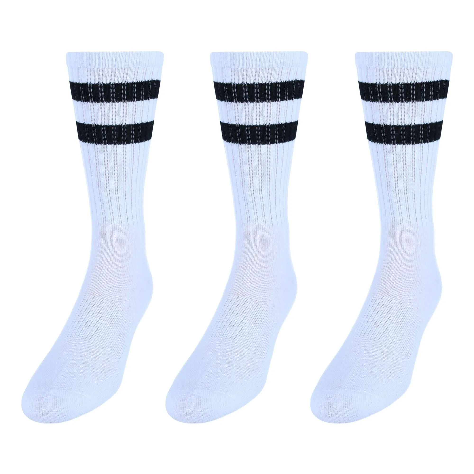 CTM® Men's Crew Striped Socks (3 Pairs)