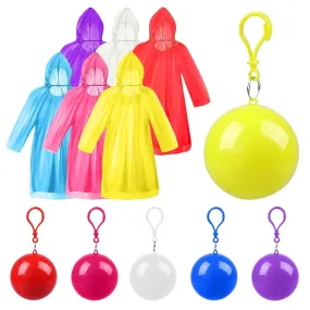 Disposable Emergency Rain Ponchos, Waterproof Raincoats In Keychain Ball