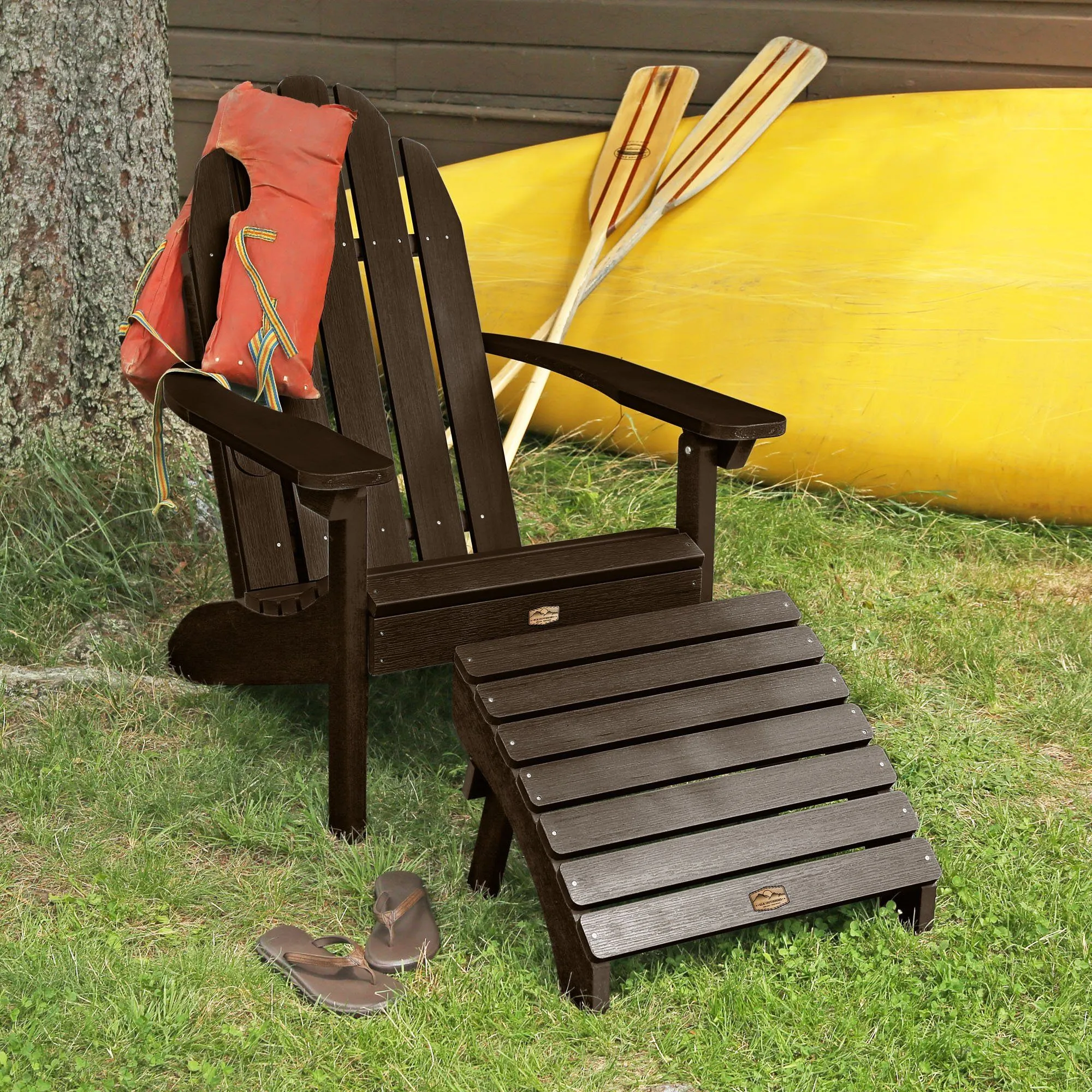 Essential Adirondack Chair with Essential Folding Ottoman