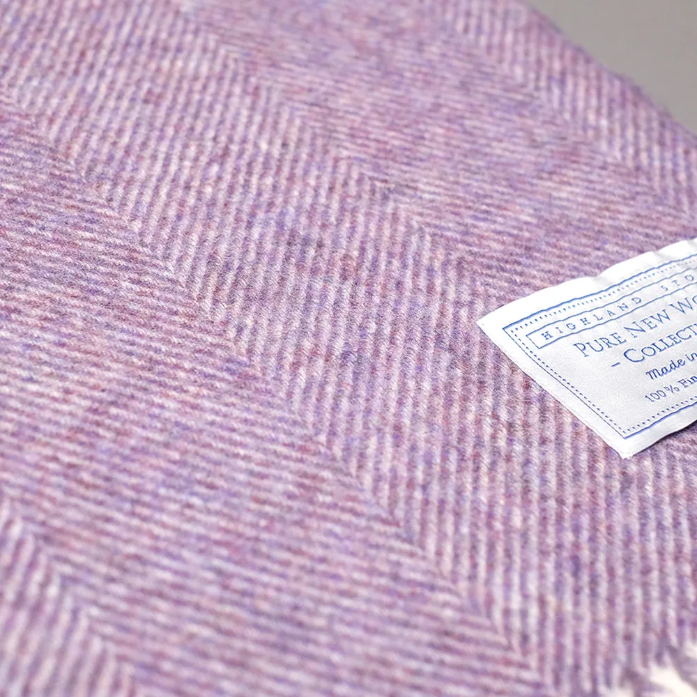 Fine lambswool herringbone blanket in Lavender