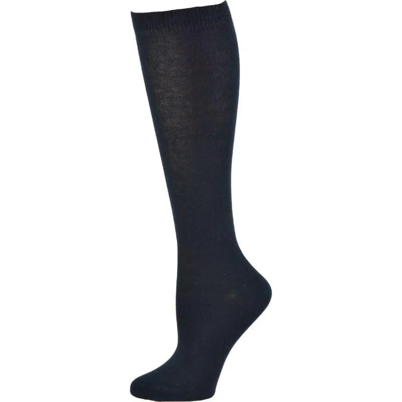 Flat Knit Combed Cotton Knee High Socks 3 pair pack