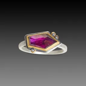 Geometric Rhodolite Garnet Ring