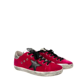 Golden Goose Magenta Velvet All Star Sneakers - Size 37