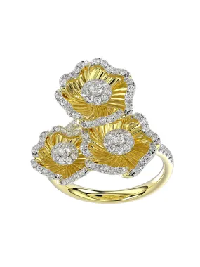 Halo Flower Yellow Gold Ring