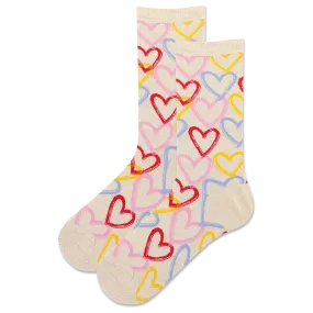 HOTSOX Women's Graffiti Hearts Crew Sock