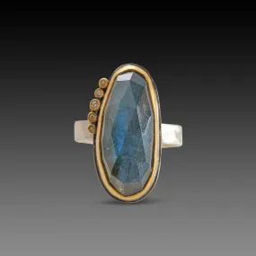 Labradorite Ring with Diamond Line