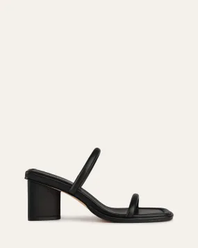 MIMI MID HEEL SANDALS BLACK LEATHER