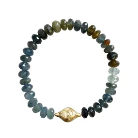 NATURAL MOSS AQUAMARINE STRETCH BRACELET