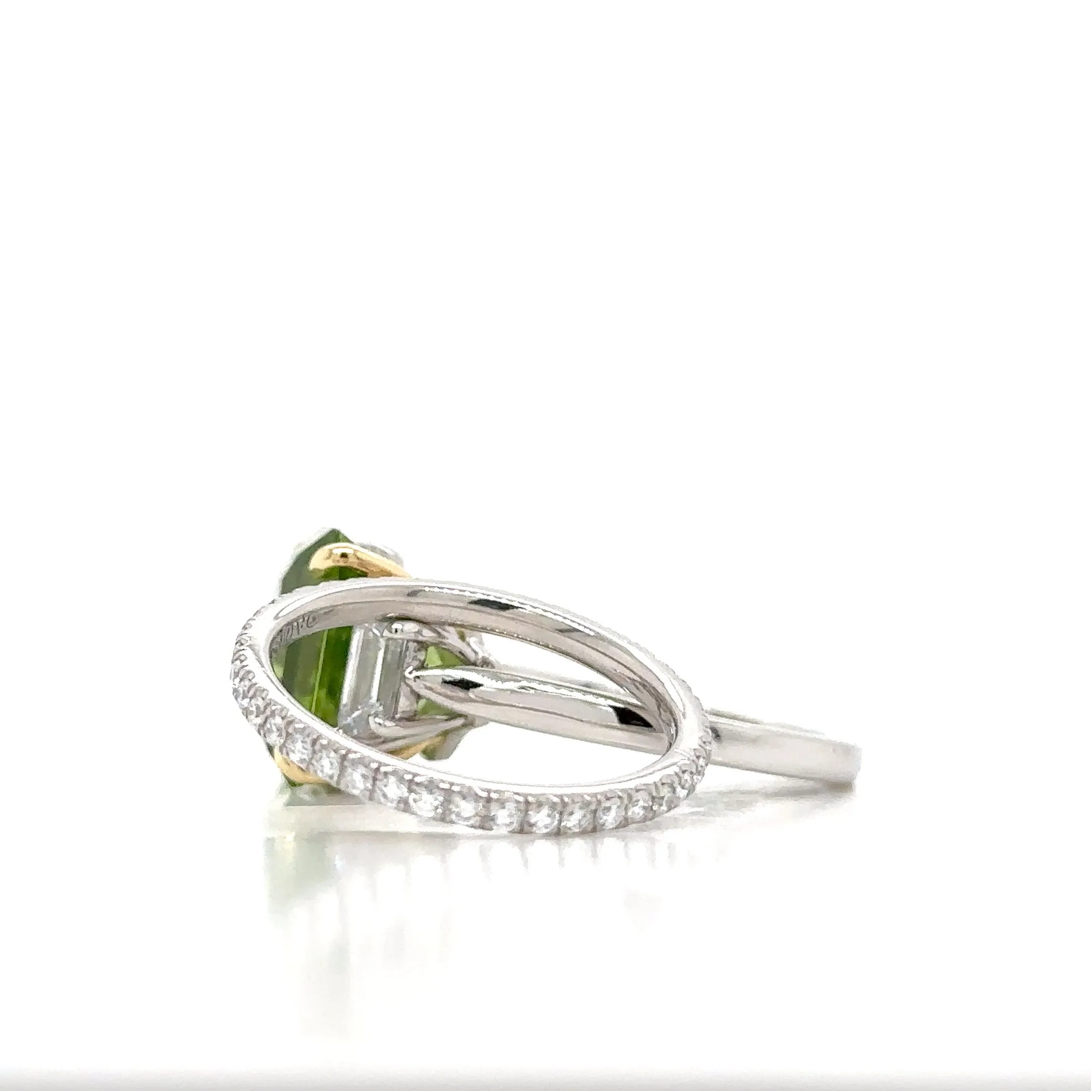 Natural Peridot & Trapezoid Diamonds