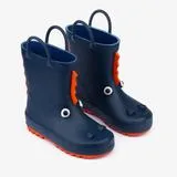 Navy dinosaur rain boots