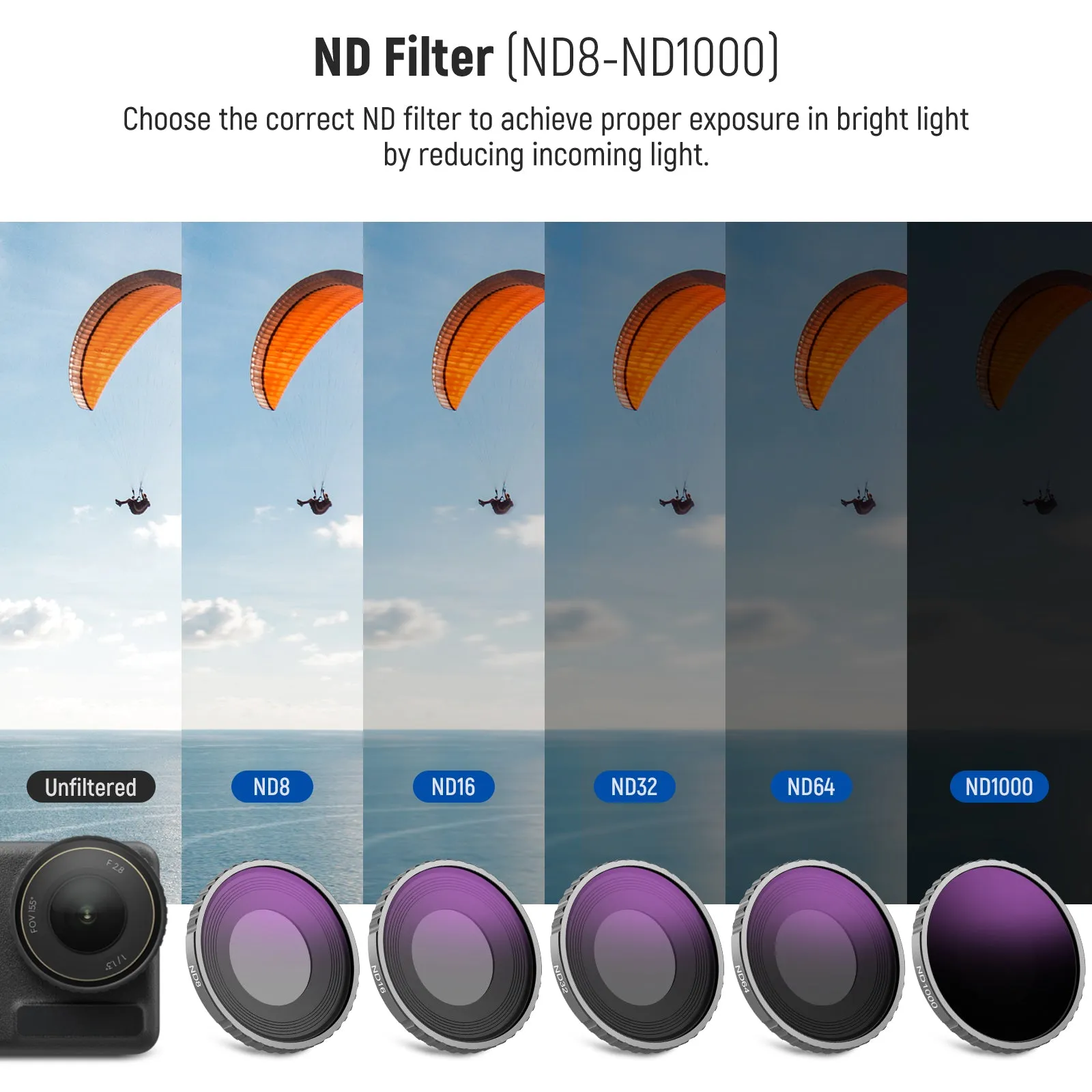 NEEWER 6 Pack ND Filter Set For DJI Osmo Action 4