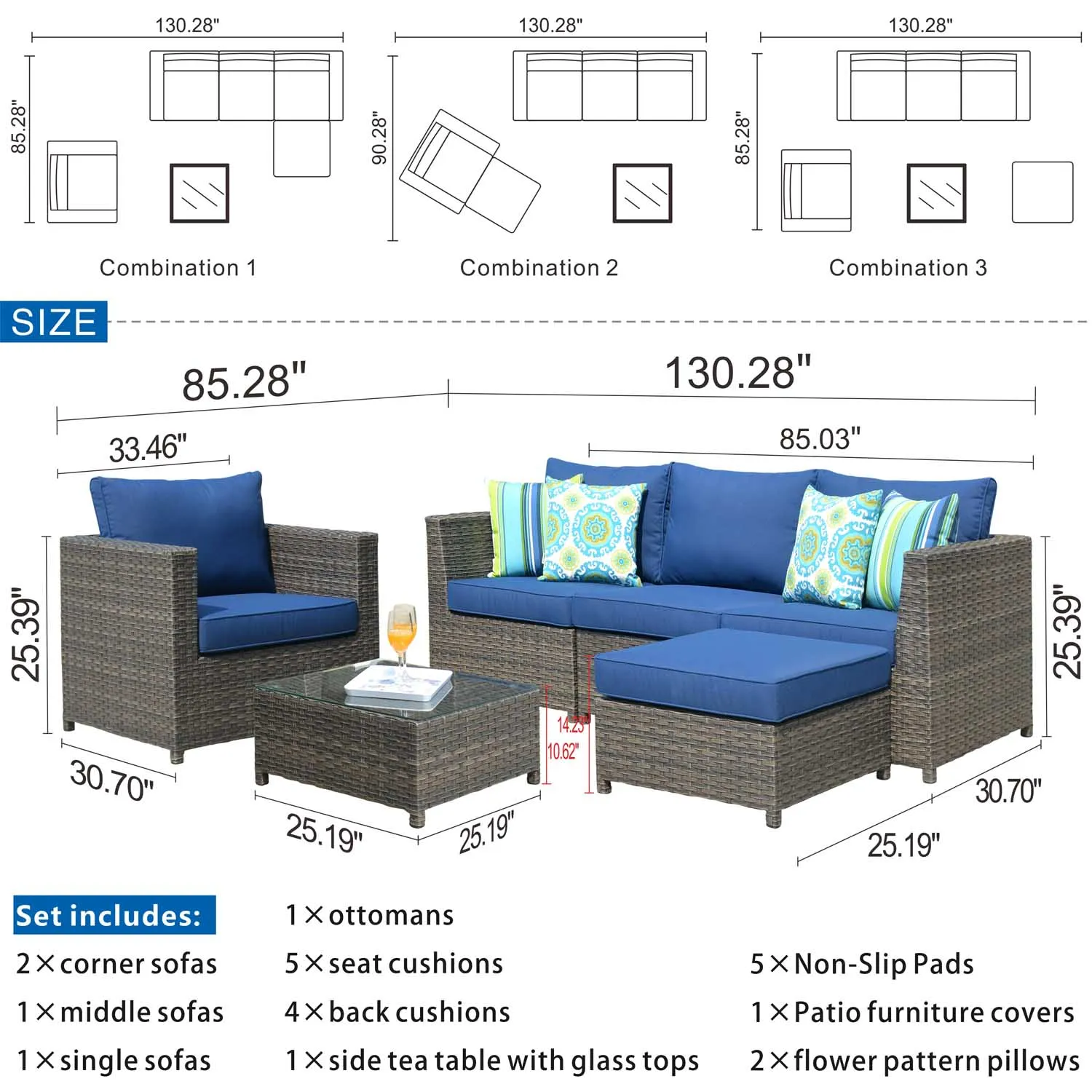 Ovios Patio Furniture Set Bigger Size 6-Piece, King Series, Fully Assembled