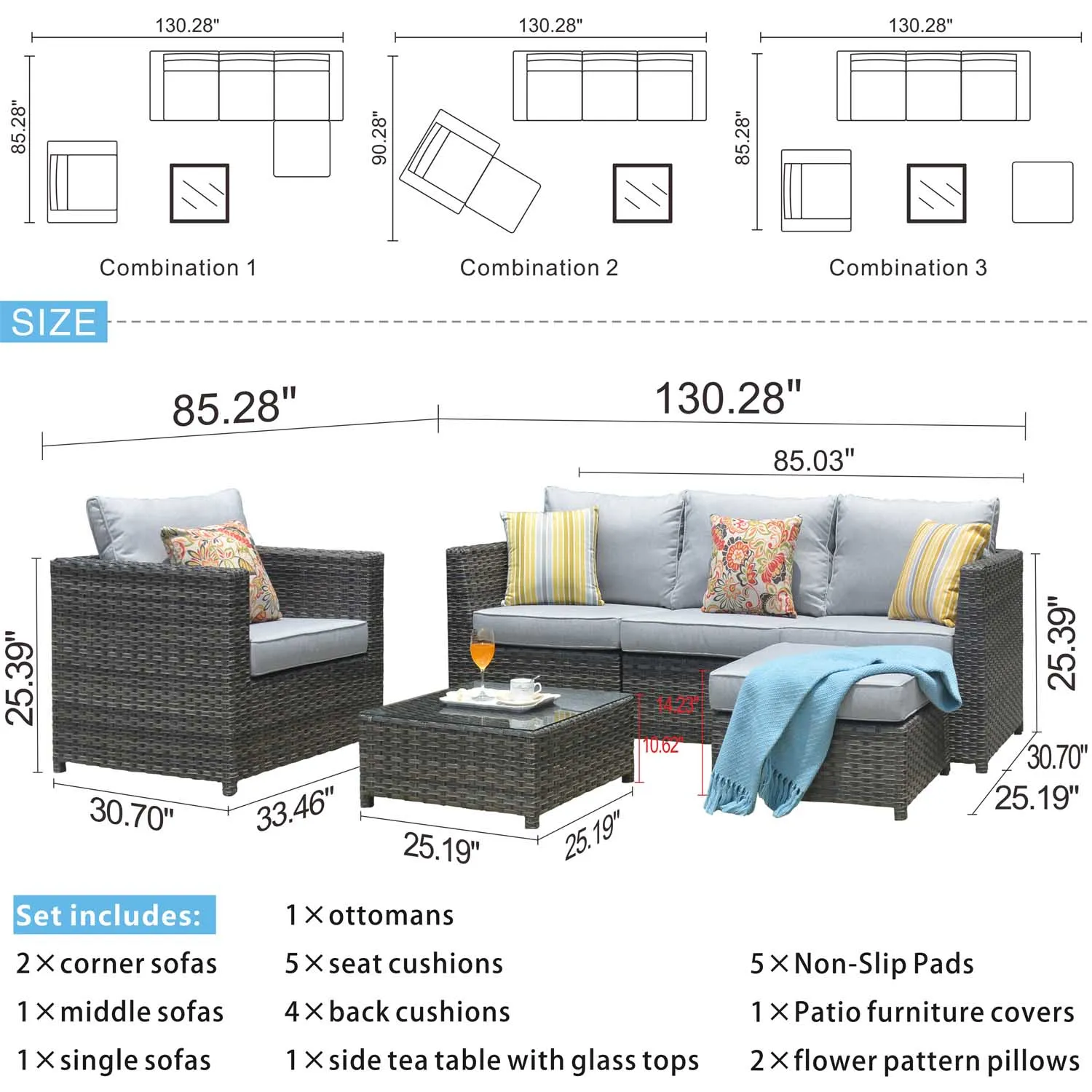 Ovios Patio Furniture Set Bigger Size 6-Piece, King Series, Fully Assembled