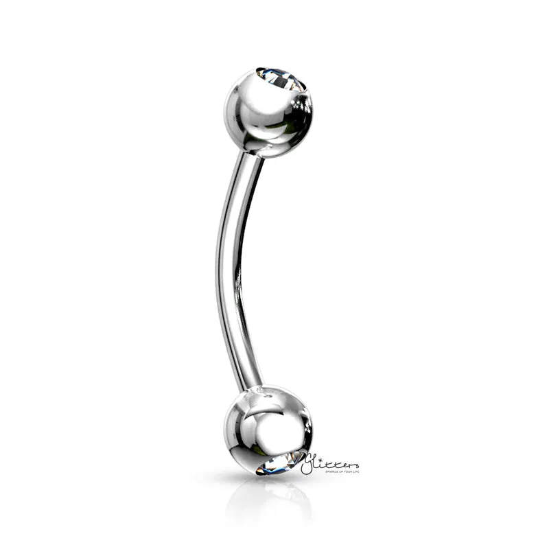 Press Fit Gem Ball On Both Side Curved Barbell - Clear