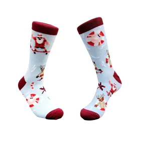 Santa Claus Skateboarding Socks (Adult Large - Men's Shoe Sizes 8-12)