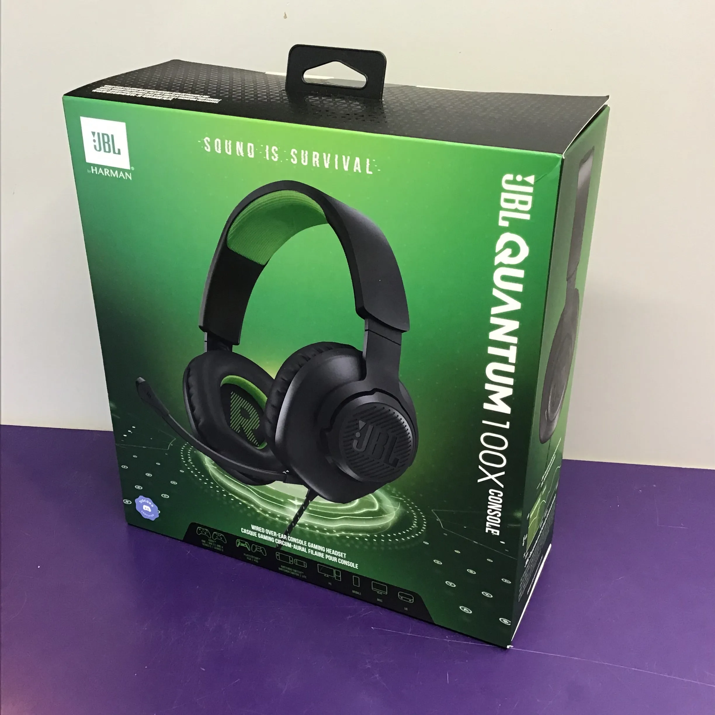 **SEALED** JBL Quantum 100X Wired Over-Ear Gaming Headset **Black & Green**