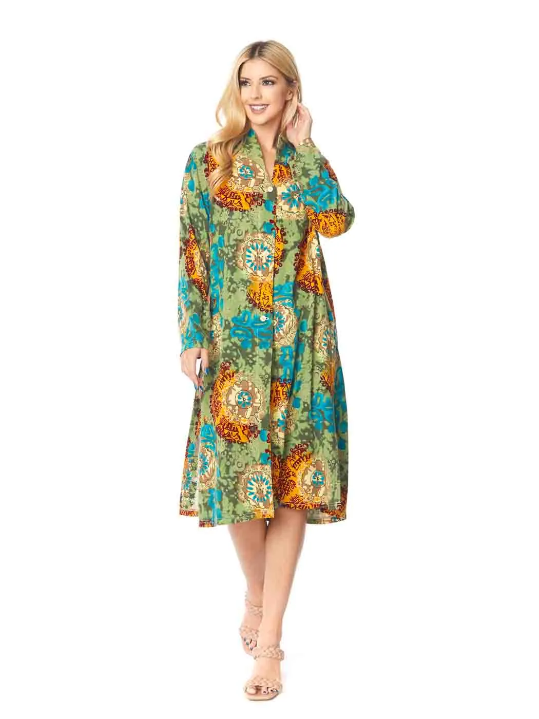 Tianello TENCEL™  Print "New Moon" Long "SELENA"  Duster Jacket