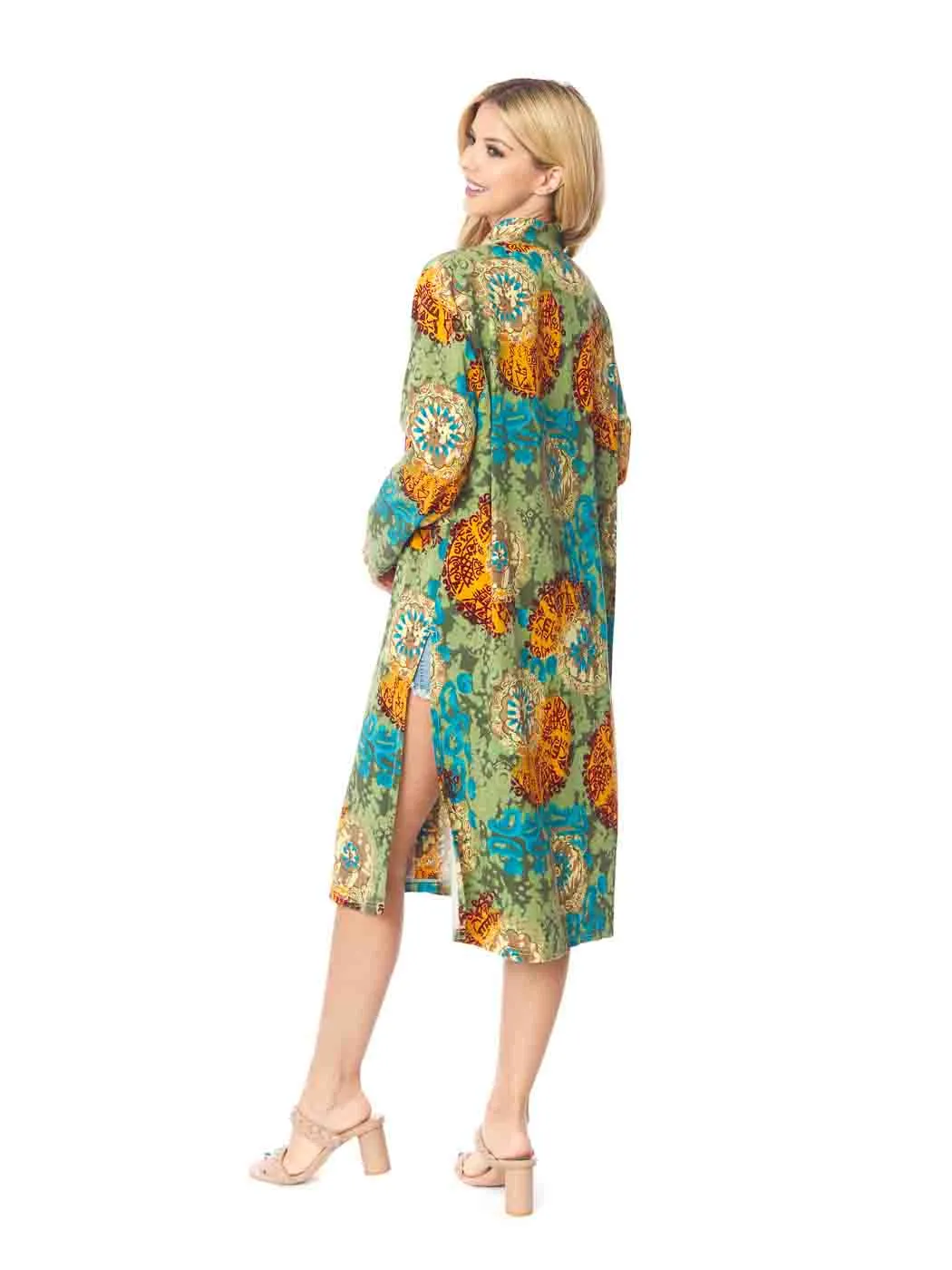 Tianello TENCEL™  Print "New Moon" Long "SELENA"  Duster Jacket