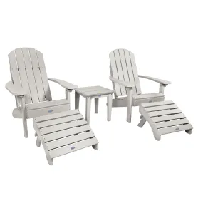 Two Cape Classic Adirondack Chairs, Side Table and Ottoman 5 pc Set